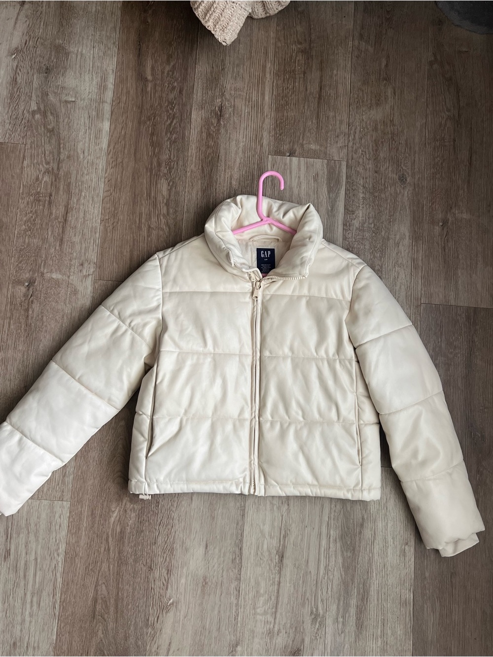 Gap faux leather puffer jacket